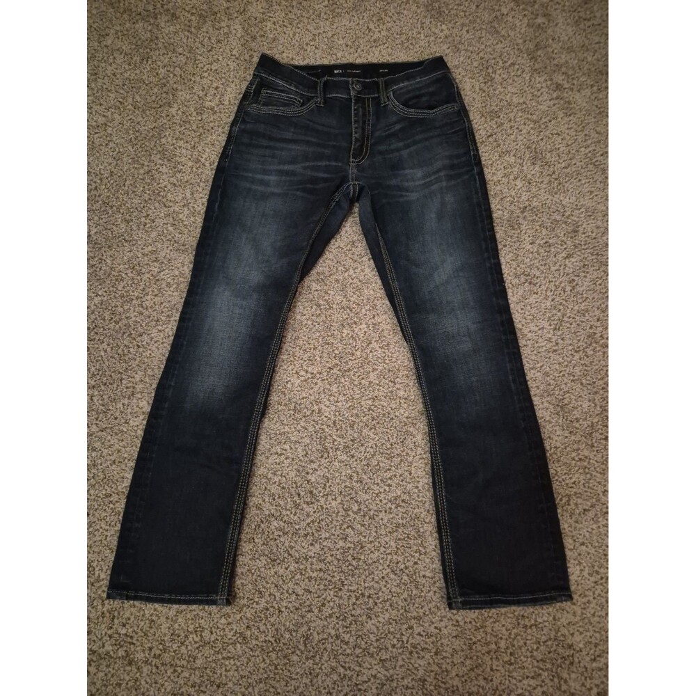 BKE Jake Straight Mens 30x30 Dark Wash Blue Denim Jeans Stretch Cowboy